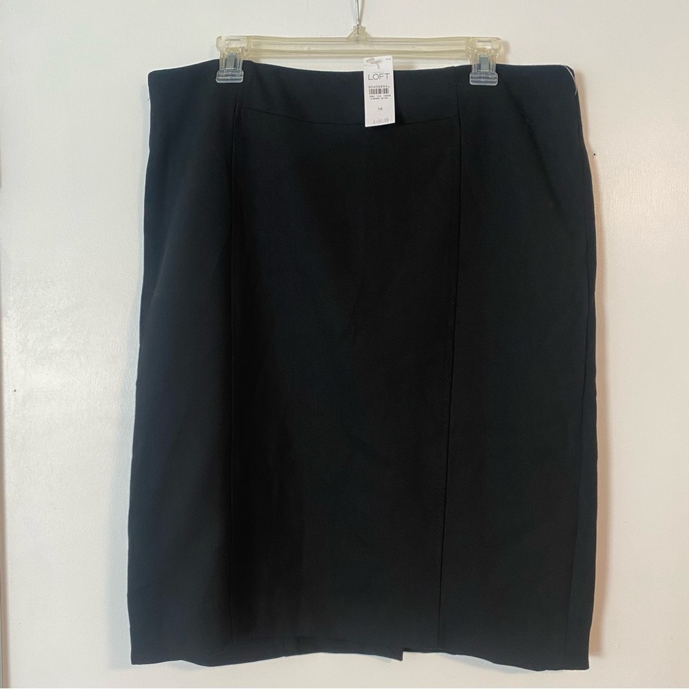 NWT Loft Pencil Skirt Solid Black Womens 14 Church Office Stretchy Knee Length